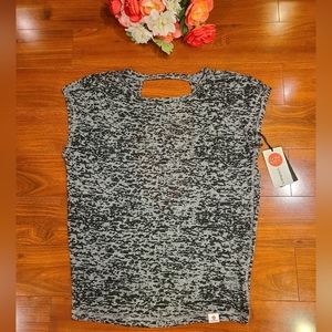 VIMMIA Gray/Black Sheer Open Back Pacific Tee Size Small